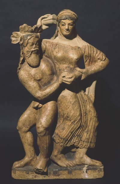 Antefix depicting a maenad and a satyr, Satricum by Roman